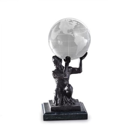 BEY BERK INTERNATIONAL Bey-Berk International R62Z Cast Metal Atlas Ball Holder with Bronzed Finish; Green Marble & Bronze R62Z
